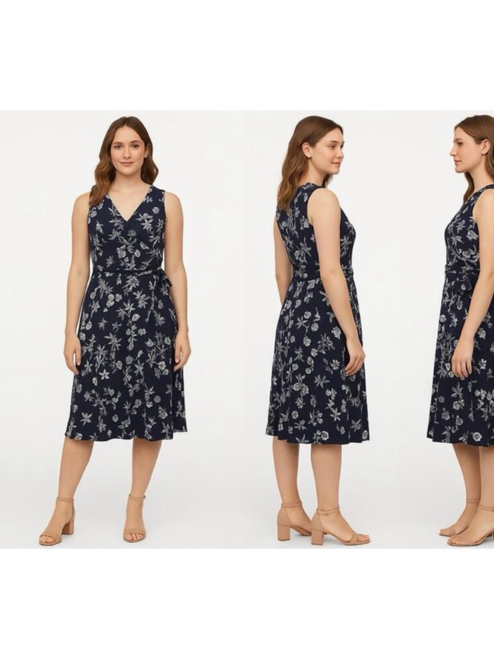 41 Hawthorn Navy and White Floral Faux Wrap Dress - Size: Medium - Picture 10 of 10